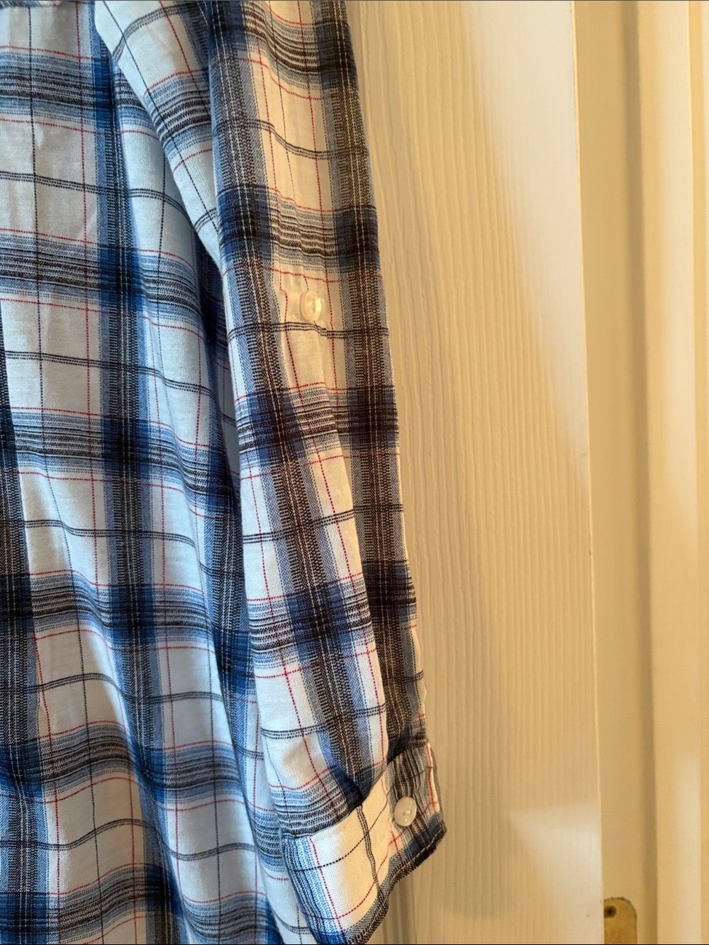 White Mark Blue and White Plaid Button-Front Shirt Dress - Picture 4 of 5